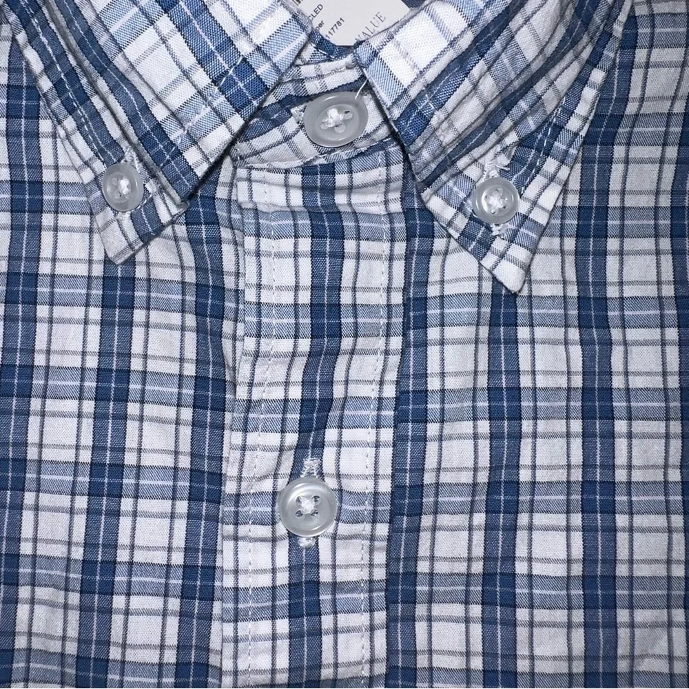 NWT J.Crew Men’s Medium Blue Gray Plaid Long Sleeve Button-Down Shirt